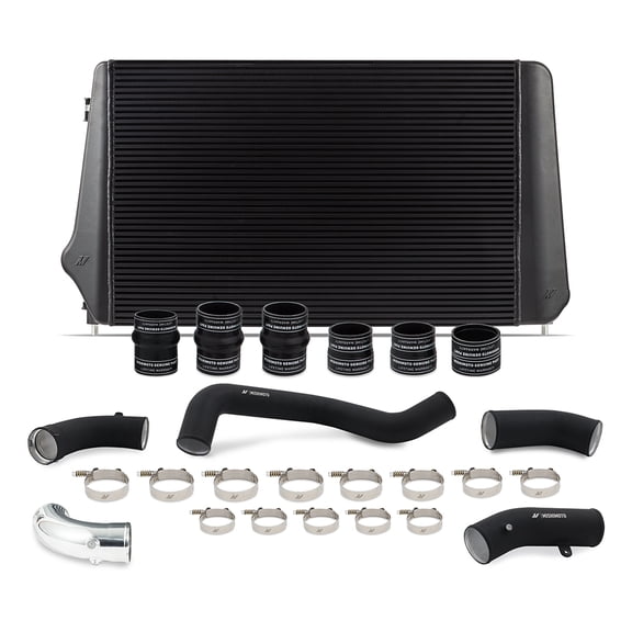 Mishimoto MMINT-DMAX-17KBKBK Mishimoto Performance Intercooler Kit, Compatible With Chevrolet/GMC 6.6L Duramax 2017-2019, Black Intercooler, Wrinkle Black Pipes