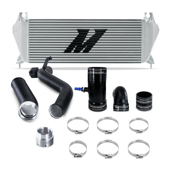 Mishimoto MMINT-RGR-19KSLBK Performance Intercooler Kit, Compatible With Ford Ranger 2.3L EcoBoost 2019-2023, Silver Intercooler, Black Pipes