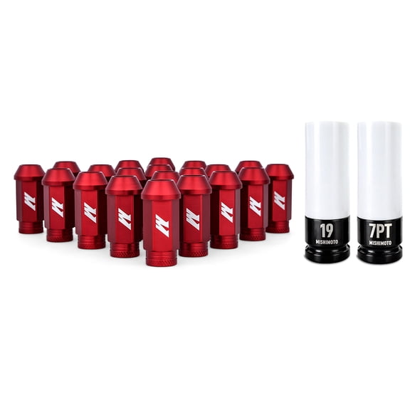 Mishimoto MMLG-15-20LRD Aluminum Locking Lug Nuts M12x1.5, 20pc Set, Red