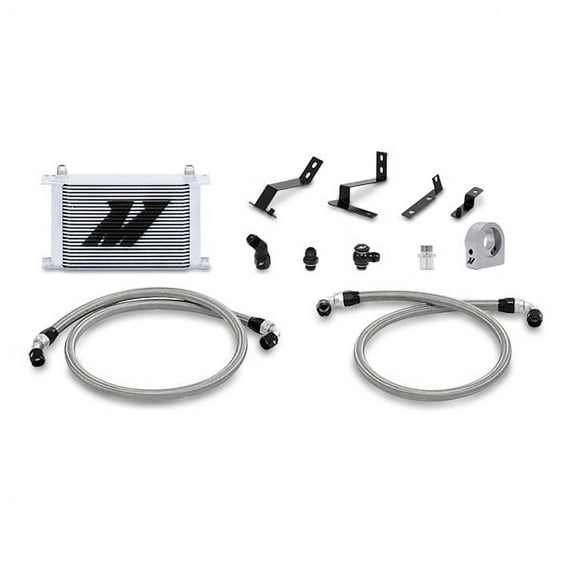 Mishimoto MMOC-CAM8-16SL Oil Cooler Kit Non-Low Temp Thermostatic Compatible With Chevrolet Camaro SS 2016+ Silver