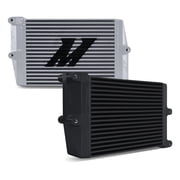 Mishimoto MMOC-OO-10SL Universal Heavy-Duty Bar-and-Plate Oil Cooler, 10" Core, Opposite-Side Outlets, Silver