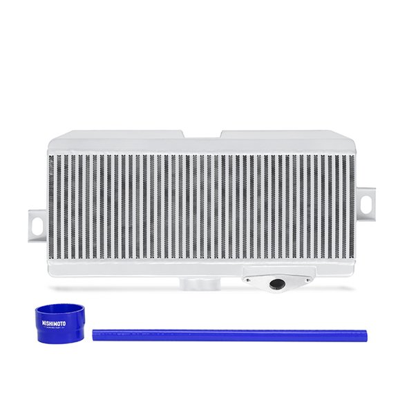 Mishimoto MMTMIC-STI-08SLBL Top-Mount Intercooler Kit Compatible With Subaru STI 2008-2021 Silver Cooler, Blue Hose