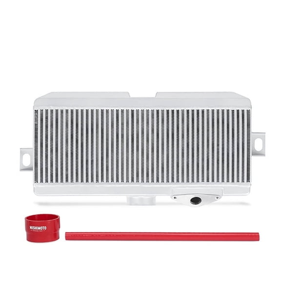 Mishimoto MMTMIC-STI-08SLRD Top-Mount Intercooler Kit Compatible With Subaru STI 2008-2021 Silver Cooler, Red Hose