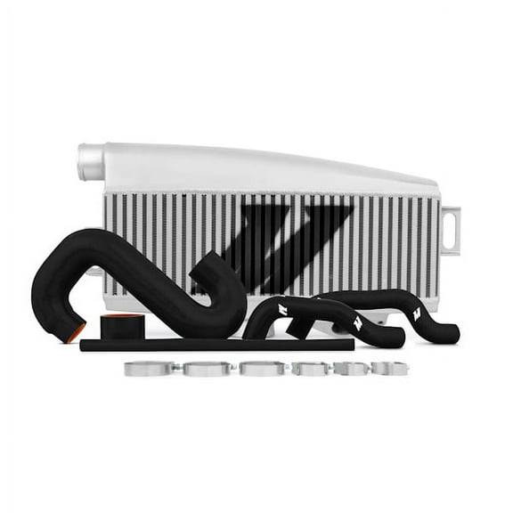 Mishimoto MMTMIC-WRX-01SLBK Top-Mount Intercooler Compatible With Subaru WRX/STI 2001-2007 Silver Cooler, Black Hose