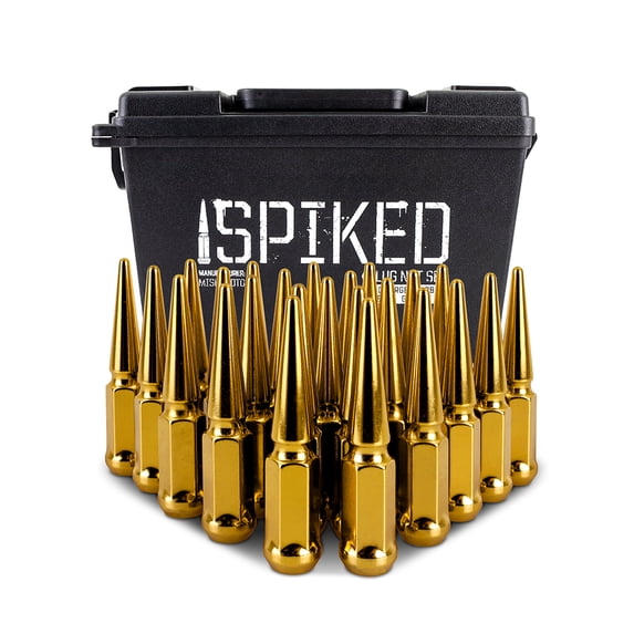 Mishimoto Spiked Lug Nuts, M12x1.5, 24-PC Set, Gold