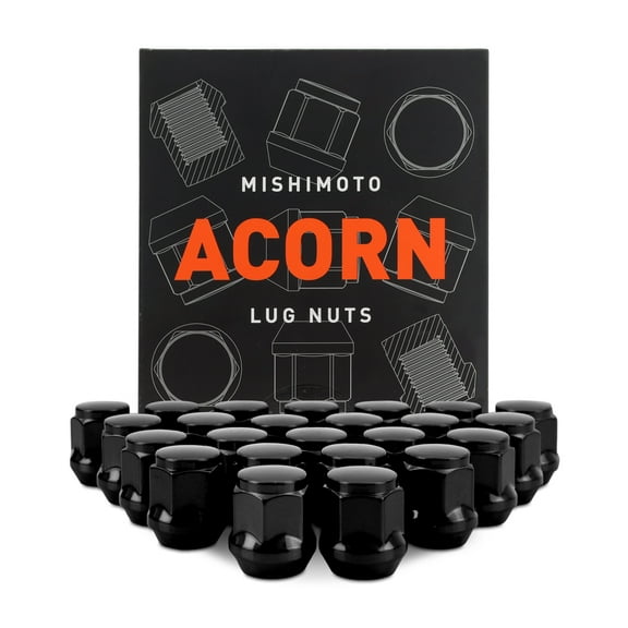 Mishimoto Steel Lug Nuts, M12x1.5, Acorn Seat, 24pc Set, Black
