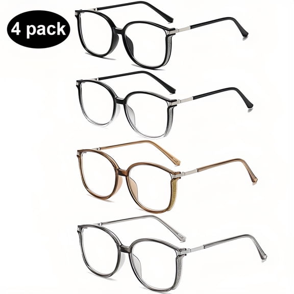 Mishitina 4-Pack Blue Light Blocking Reading Glasses for Women, Round Frame,Anti UV Ray Readers Eyeglasses with Clear Lens