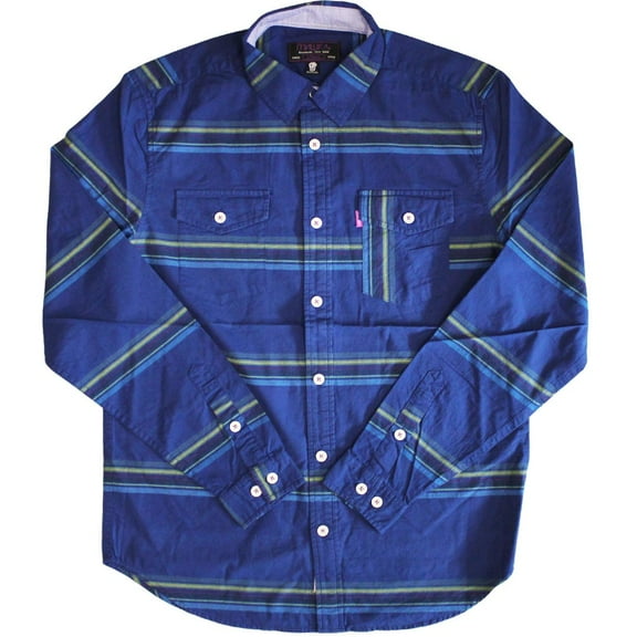 Mishka Flatliner Button Down Long Sleeve Shirt Blue