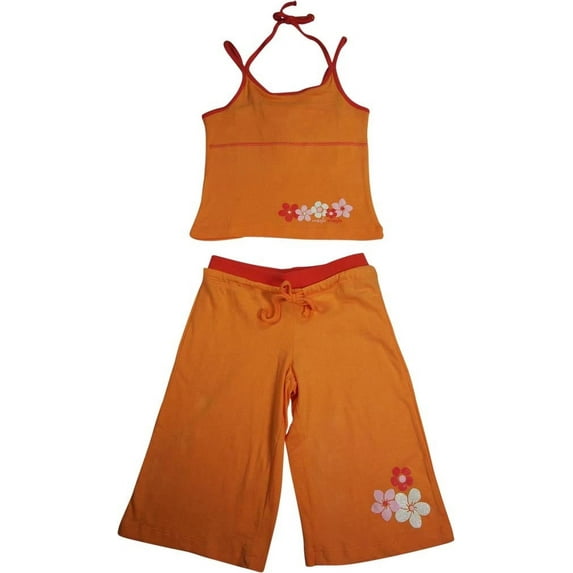 Mishmish - Little Girls 2 Piece Cotton Tank Capri Set - 4 Styles 11759-3 (orange)