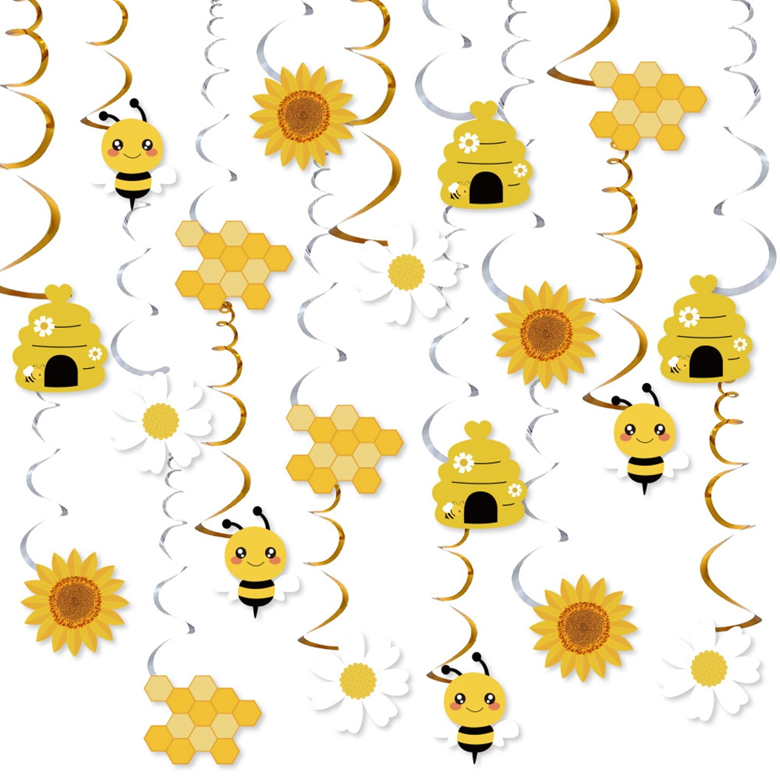 Yellow Swirl Decorations x 12 - Kids Themed Party Supplies | Character Parties Australia