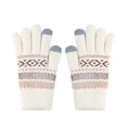 thumbnail image 1 of Mishuowoti winter work gloves for men and women warm gloves open and Full finger gloves Screen Gloves Snow Flower Warm Knit Winter Gloves Christmas Gifts Stocking Stuffers For Women Beige One Size, 1 of 5