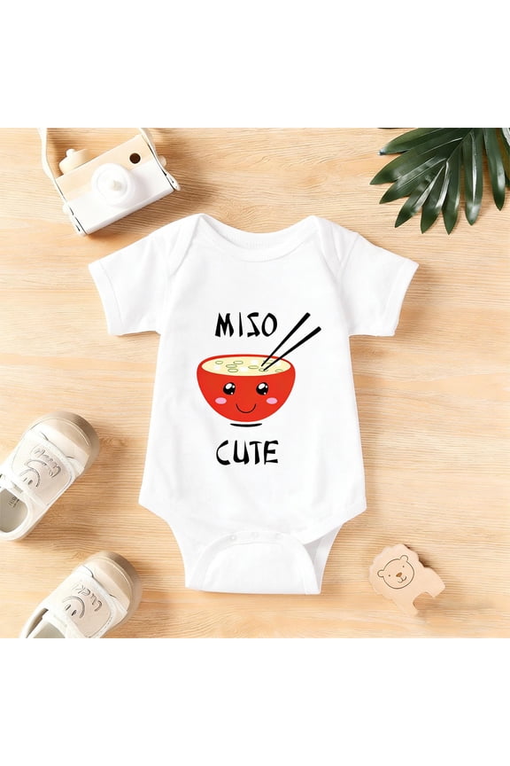 Miso Cute” Anime Baby Bodysuit - Japanese Kawaii Style Newborn Romper 0-24M | Funny Unisex Infant Outfit, Unique Baby Shower Gift