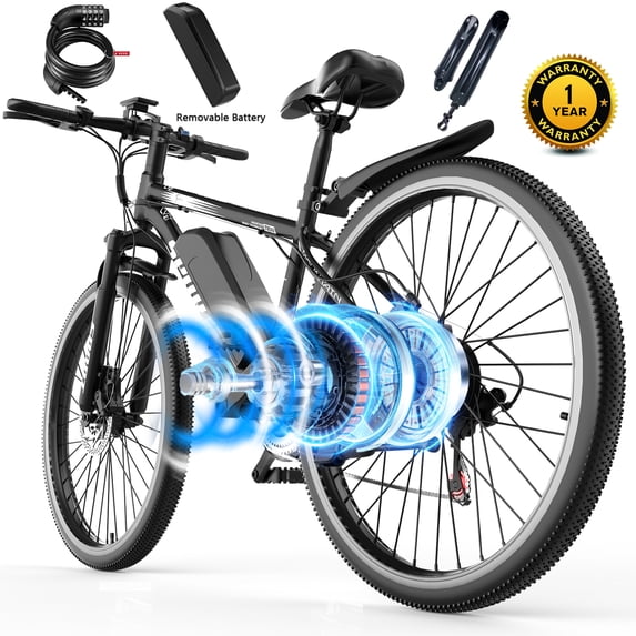 1200W Adult Electric Mountain Bike, 48V 10A Removable Battery-65 Miles, 26" Professional Shock Absorbing Tires,30MPH Off-Road Motorcycle,7 Speed Ebike,UL2849,Free lock