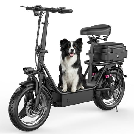 Misodo K11 Electric Scooter with Seat for Adults, 500W (650W Peak ) Motor Sit Down E Scooter with Rear Box, 20-25 MPH and 30-35 Miles Long Range, 14" Tires, Ample Storage for Pet & Cargo