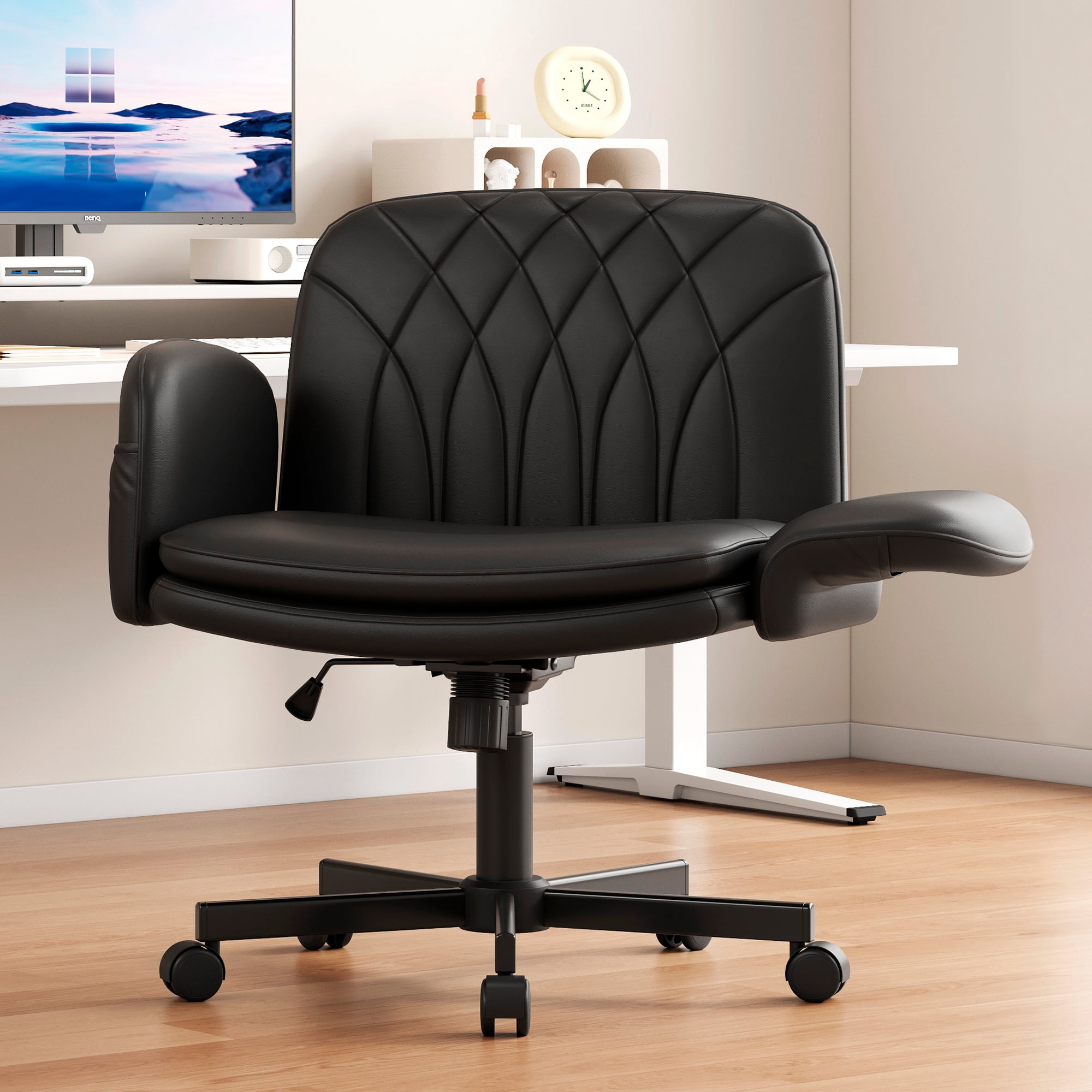 Misolant Big and Tall Office Chair, Computer Chair with Soft Adjustable Armrests, Ergonomic Gaming Chair with Breathable Linen Design, Executive Chairs with Footrest