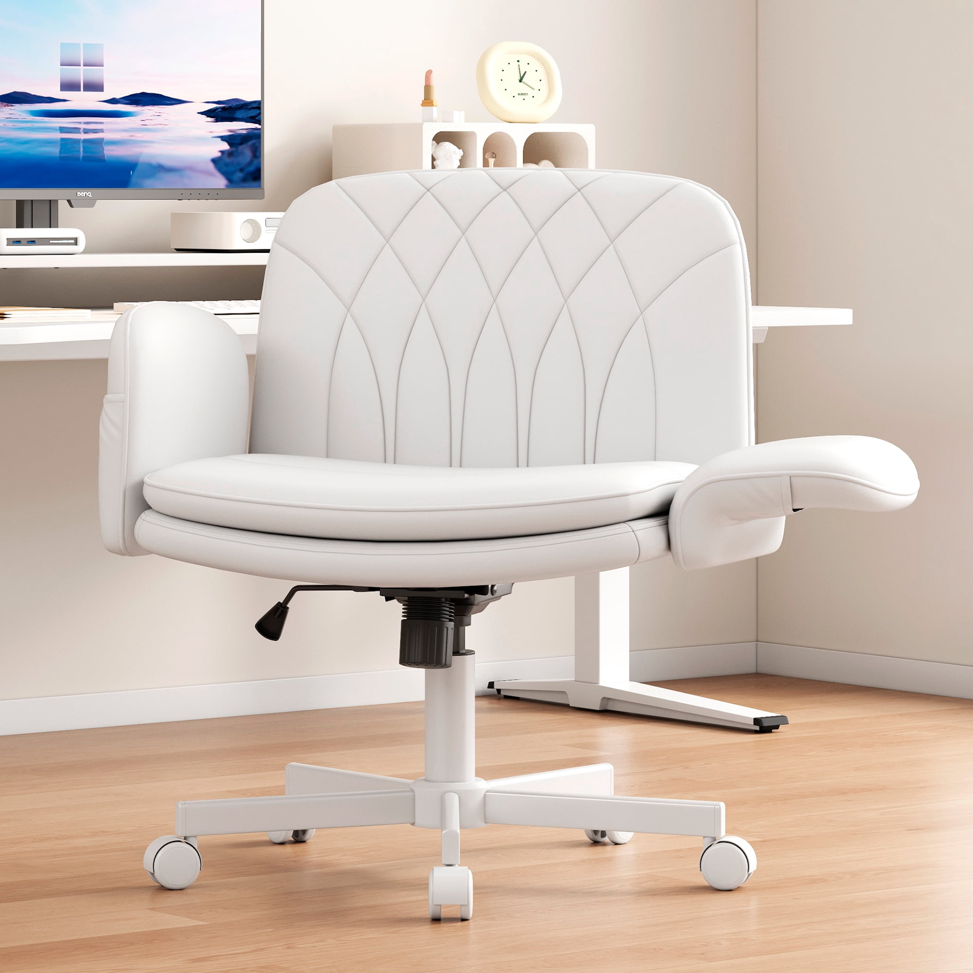 Misolant Big and Tall Office Chair, Computer Chair with Soft Adjustable Armrests, Ergonomic Gaming Chair with Breathable Linen Design, Executive Chairs with Footrest