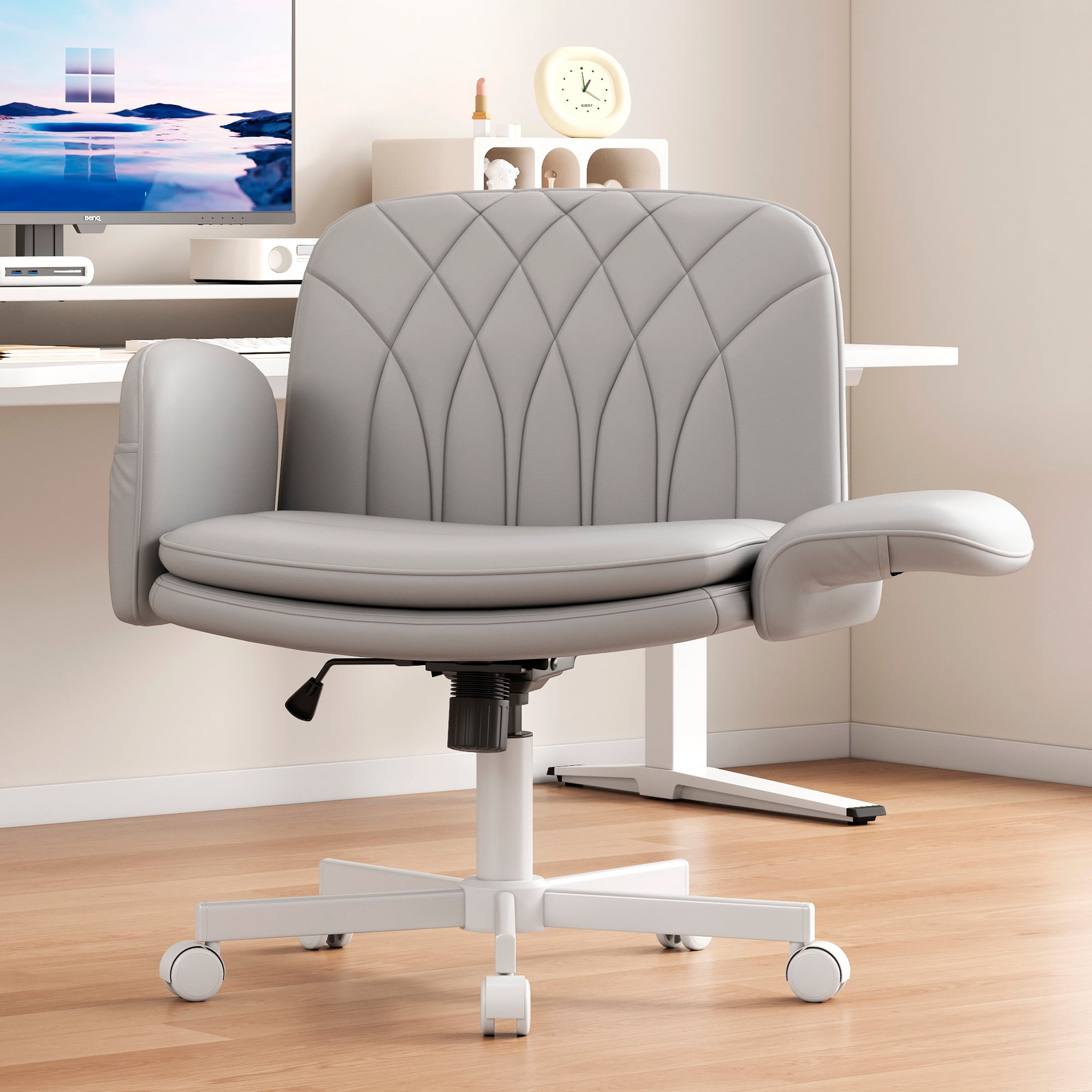 Misolant Big and Tall Office Chair, Computer Chair with Soft Adjustable Armrests, Ergonomic Gaming Chair with Breathable Linen Design, Executive Chairs with Footrest