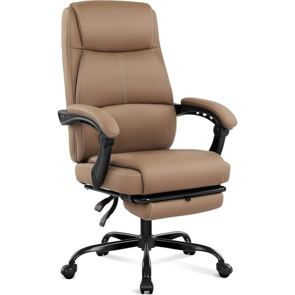 Misolant Big and Tall Office Chair with Footrest, High Back Desk Chair with Linkage Armrest, 90-155° Recline Executive Computer Chairs with Adjustable Height for Home