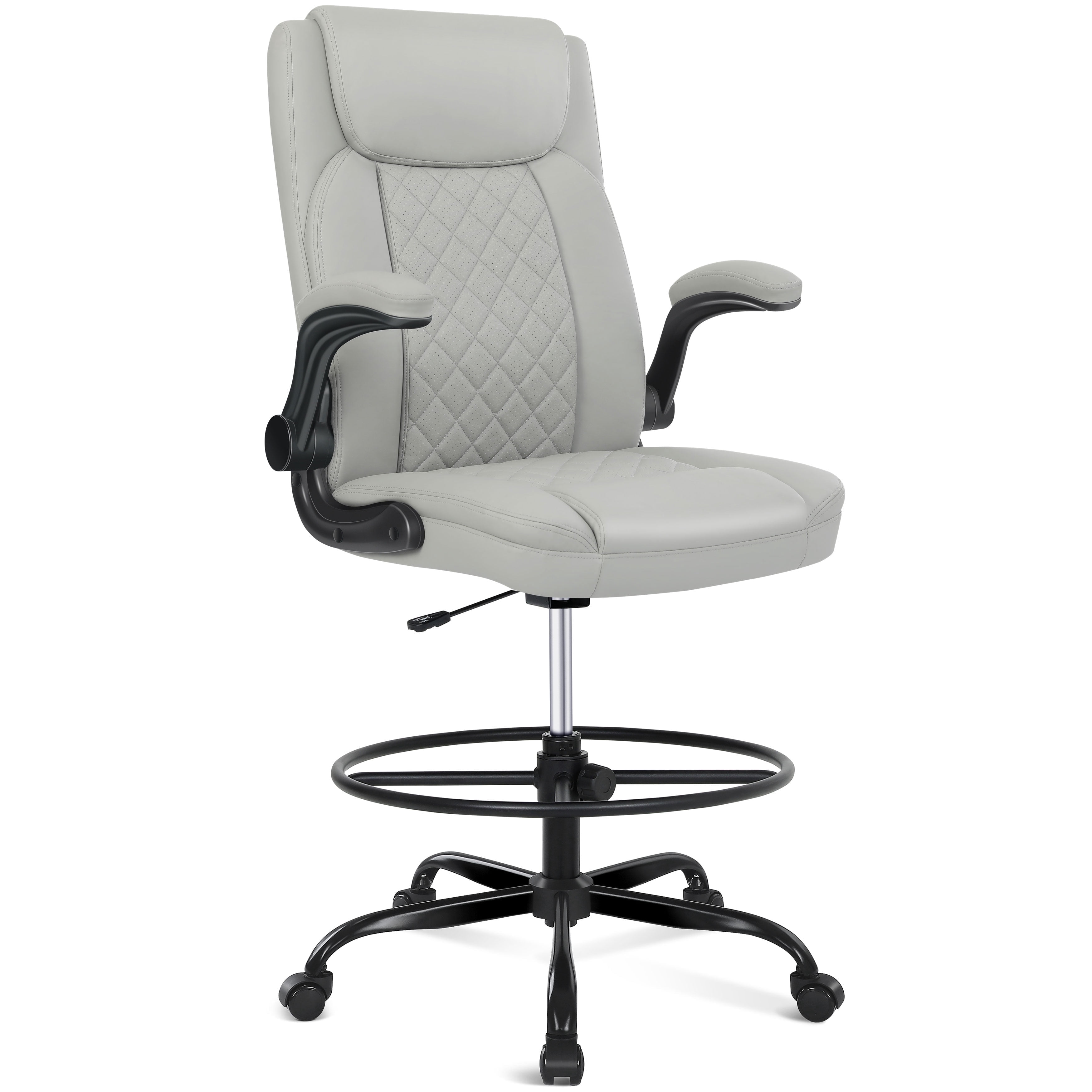 Misolant Drafting Chair, Tall Office Chair for Standing Desk, Standing Desk Chair with Adjustable Height and Flip-up Arm, Leather Drafting Chair, High Office Chair for Counter Height Desk