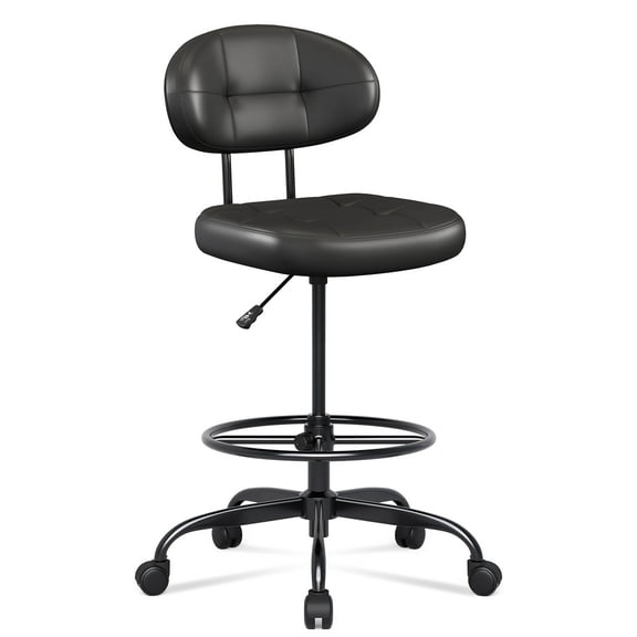 Misolant Tall Office Chair for Standing Desk, Drafting Chair with Foot Ring, PU Leather Recline High Office Tall Desk Chair with Adjustable Lumbar Support