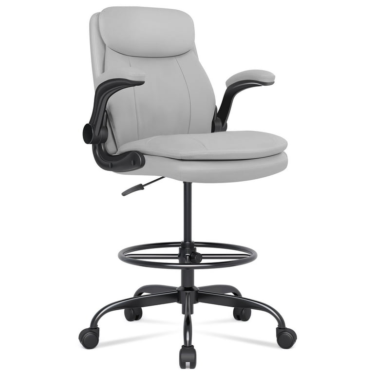 Misolant Tall Office Chair, Drafting Chair for Standing Desk, Executive  Chair with Adjustable Height and Flip-up Armrest, Leather Drafting Chair,  High