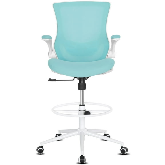 Misolant Tall Office Chair for Standing Desk, Drafting Chair with Foot Ring, PU Leather Recline High Office Tall Desk Chair with Adjustable Lumbar Support