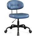 thumbnail image 1 of Misolant Vanity Chair with Back, Small Armless Cute Office Chair with Wheels and Lumbar Support, Comfy PU Leather Desk Computer Chairs with Adjustable Height, 360° Swivel for Home Bedroom, Navy Blue, 1 of 16