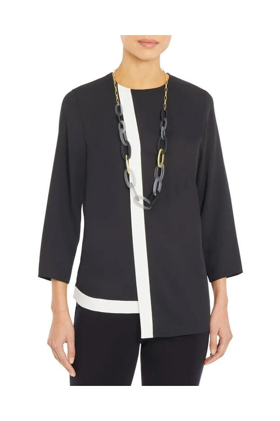 Asymmetrical Contrast Trim Women's Top Large L