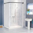 thumbnail image 1 of Misounda Shower Curtain Rod, Adjustable Telescoping 304 Stainless Steel Curved Shower Rod, No drilling Installation, L-Shaped 27.6"-39.4" x 35.5"-47.2" for Bathroom, Tub, Cloakroom- Black, 1 of 7