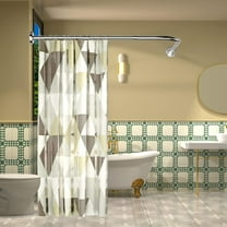 Misounda Shower Curtain Rod,Stainless Steel Retractable Shower Rod, Drilling Install, For Bathroom, Bathtub, Cloakroom, Dressing Room,Etc. (L Shape, 27.6-39.3×35.5-47.2 Inch)