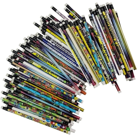 Misprint Pencils with Erasers 144 Count-Number #2 Mixed Assorted Colors and Prints