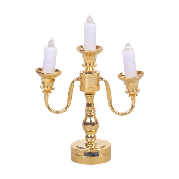 Misright 1/12 Antique Candelabra Table Lamp with Metal Frame Golden Candlestick Lamp