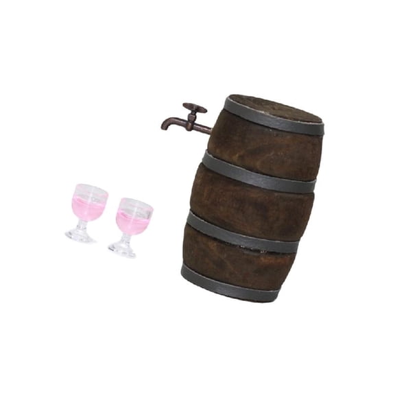 Misright 1/12 Miniature Wine Cask Collectible Furniture for Doll House Projects Display