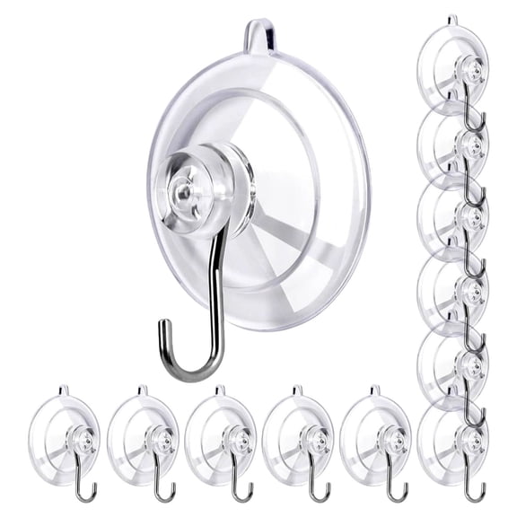 Misright 12 Pieces Strong Grip Suction Hooks Clear Design Easy to Remove Durable