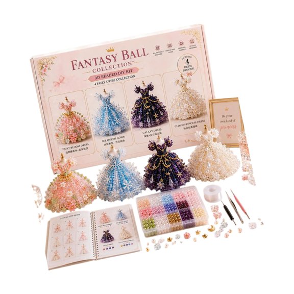 Misright 1Set Beaded Dress Making Set With 3D Animals For Relaxing Activity