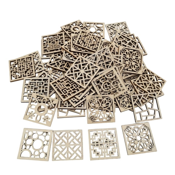 Misright 20/50/100Pcs Square Shape Wooden Craft Slices 4x4CM Wood Squares Cutout