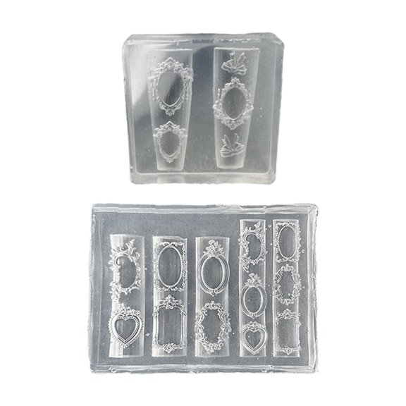 Misright 2Pcs Silicone Nail Art Molds For Creative 3D Embossed Frame Nail Art Designs