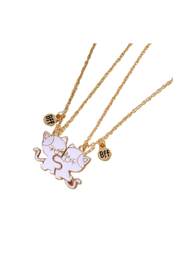 2Pieces Cats Friendship Necklace Set Pendant Necklace Couples Necklace Set