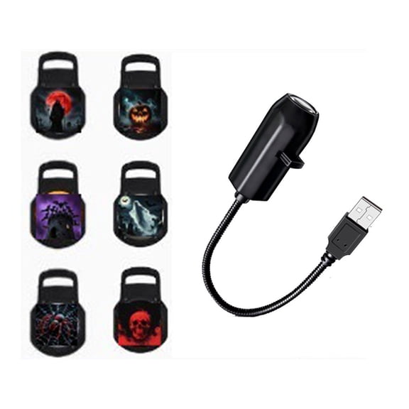 Misright 360 Rotatable Halloween Projection Lamp USB Holiday Patterns ABS Texture