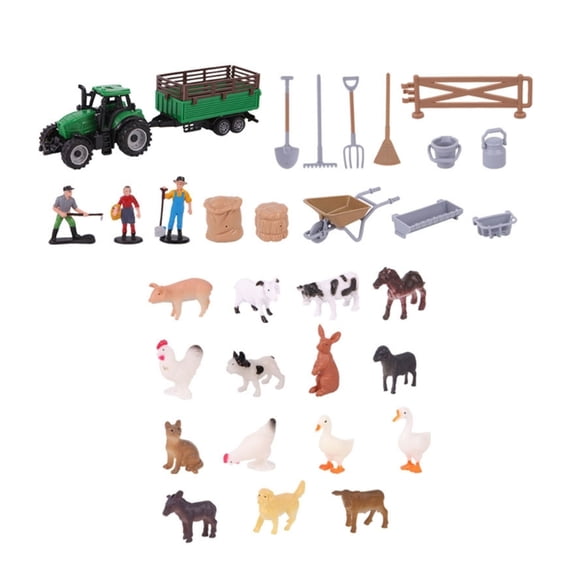 Misright 42Pcs Farm Animal Figurines Playset with Realistic Animals and Fences, Educational Learning Toy for Birthday