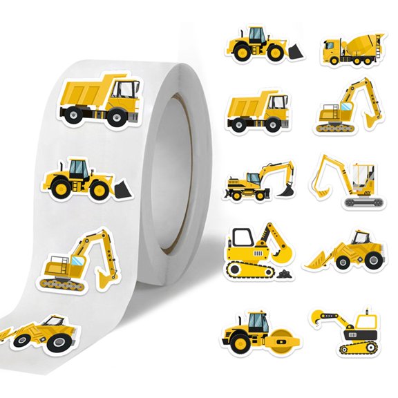 Misright 500Pcs Adorable Construction Vehicle Sticker Wrapping Labels For Scrapbooking