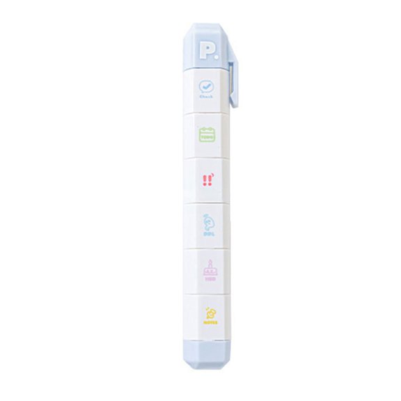 Misright 6 Pattern in 1 ABS Stamp Pen For Planner Diaries Scrapbooking Card Making