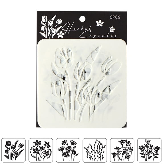 Misright 6 Pcs Flowers Stencils Album Decorative Template Plant Drawing Templates