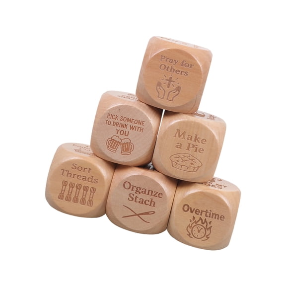 Misright 6Pieces Wooden Tabletop Dices Game Set For Decision Making Party Entertainment