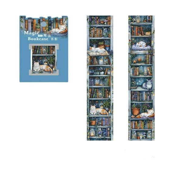 Misright 6Roll Bookshelf Theme Sticker Decorative PET Tape For Scrapbooking Notebook