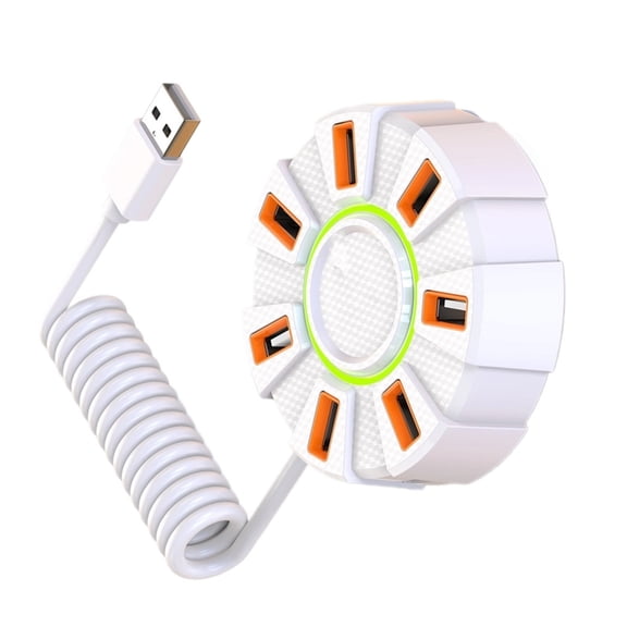Misright 7 Port USB 2.0 Hubs With RGBs Ambients Lighting And Power Supply For Desktop