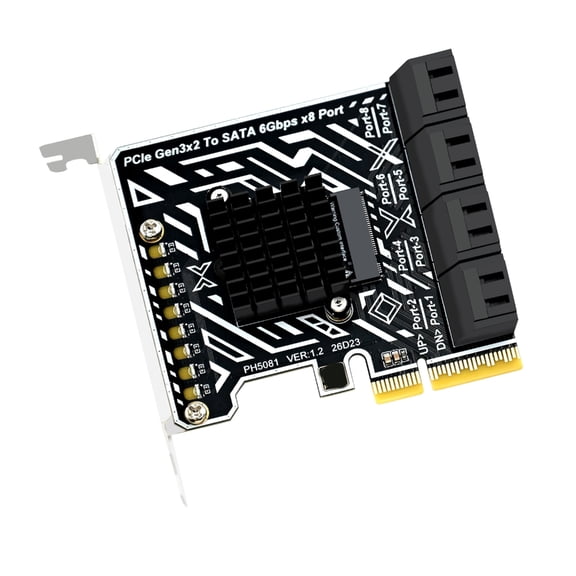 Misright 8-Port SATA3.0 Expansion Card PCIE Gen3X2 for 6Gbps to 240TB Capacity