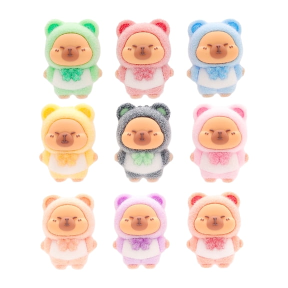 Misright 9PCS Textured Capybaras Miniatures NonToxic Decorations for Office Party