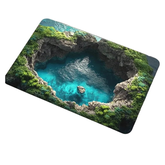Misright Absorbent Front Door Mat With 3D Optical Illusion Design Nonslip For Safety