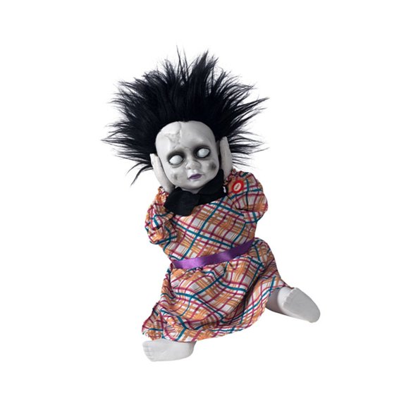 Misright Animated Halloween Doll Head Lift Sound Light For Scary Decoration Party Scene Use